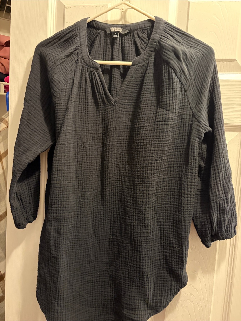 Nicole Miller Charcoal Textured V-Neck Tunic